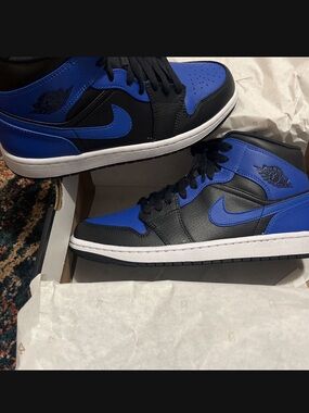 Jordan Mid-Top Sneakers in Black and Royal Blue